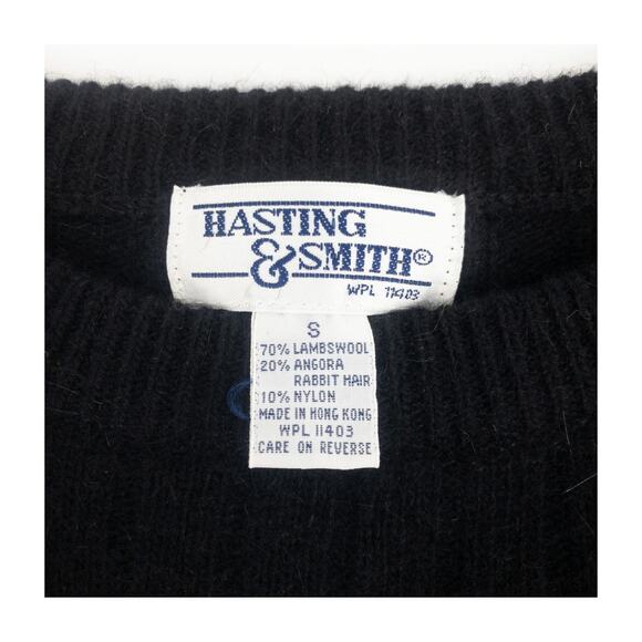 Hasting & Smith Black Wool Angora Ribbed Sweater Women’s Small Vintage - Picture 5 of 10